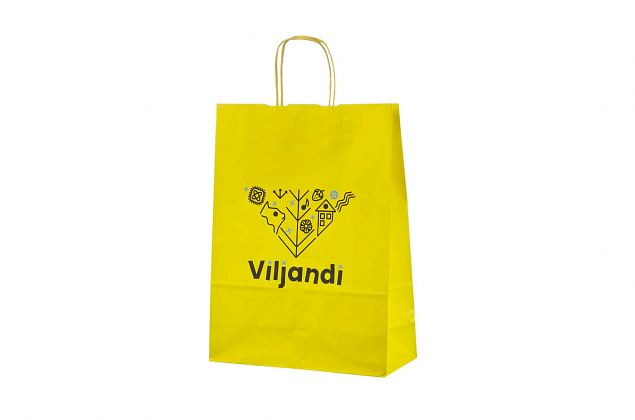 yellow kraft paper bag with print 