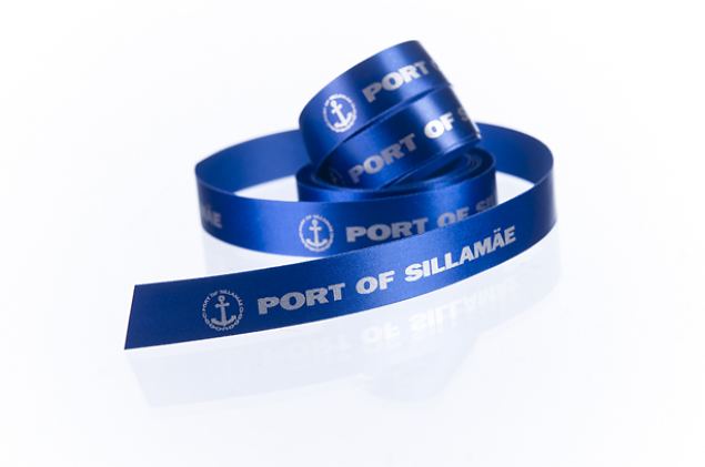 satin ribbon with logo print 