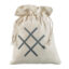 Liten naturfärgad bomullspåse med dragsko. Storlek 15 x 21 cm.