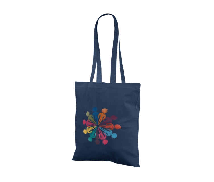 Mörkblå billiga tygkassar av bomull. Storlek: 38×42 cm