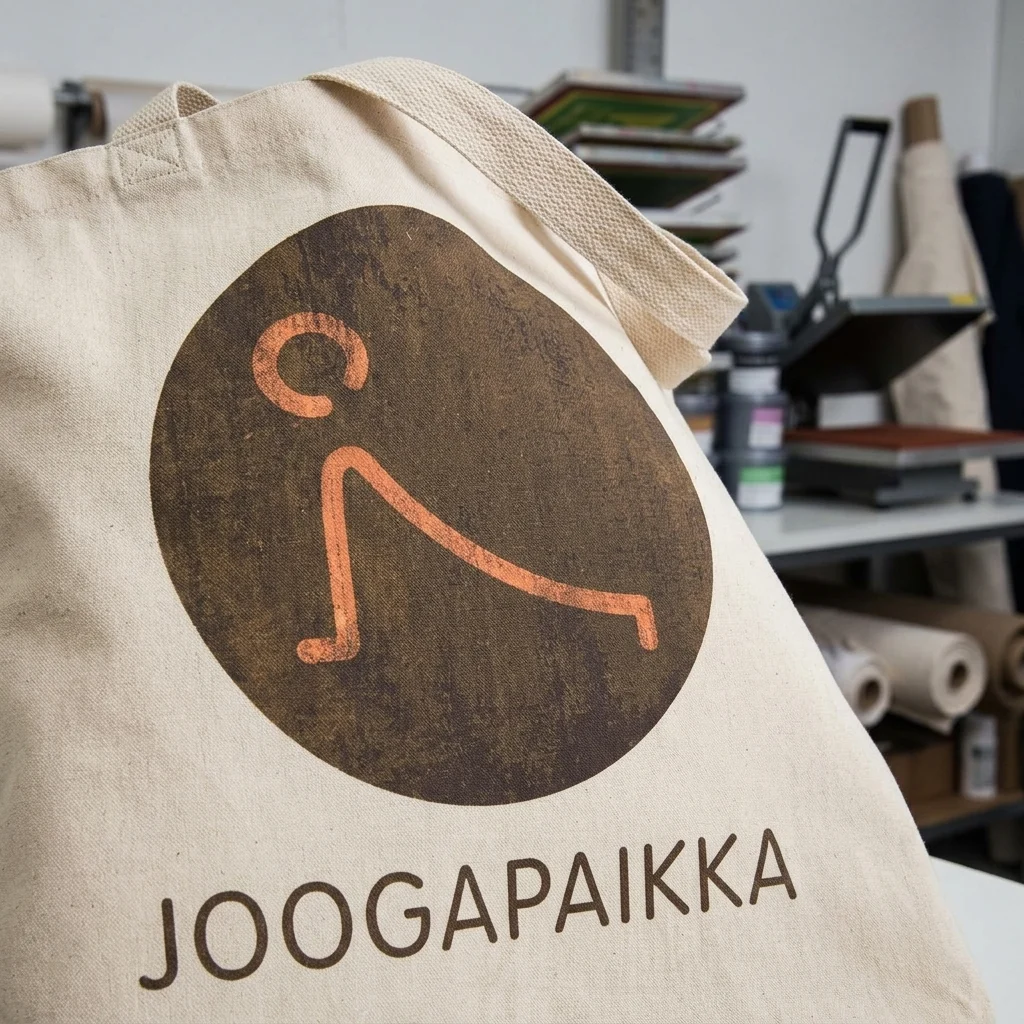 Tryckt logotyp på kasse