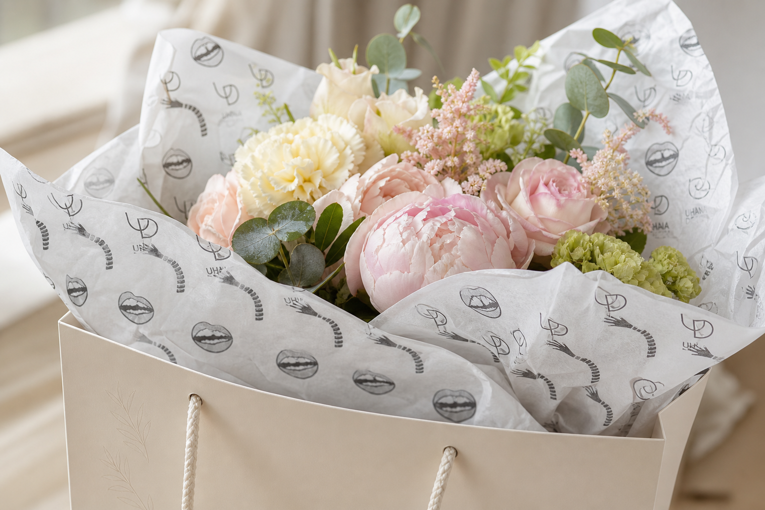 Blommor med silkespapper